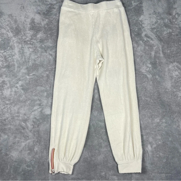 Anthropologie Sweatpants Womens Small Cream Sundry Faux Sherpa Ankle Zipper - Picture 7 of 11